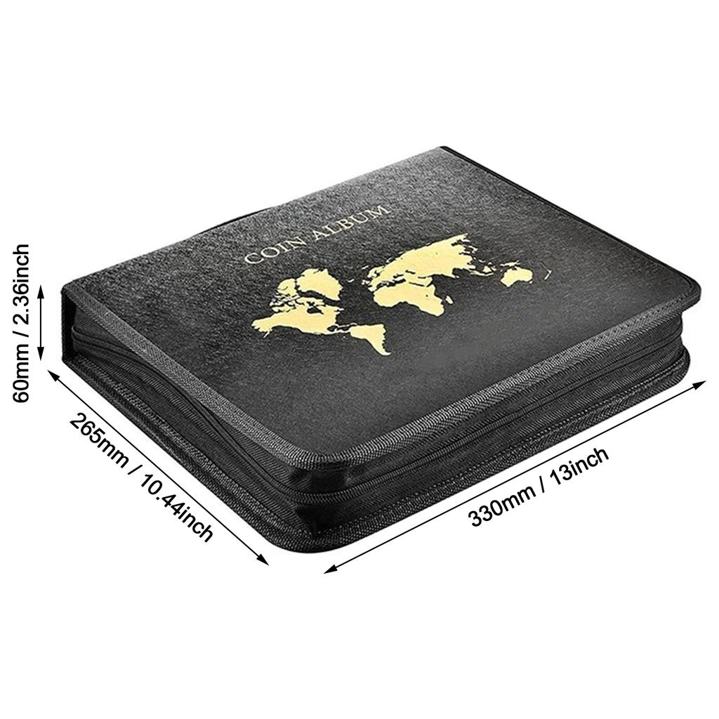 Album na monety z 20 stronami, pojemny futerał z 200 kieszonkami na monety, 30 kieszonek na banknoty, monety groszowe, ćwierćdolarówki, znaczki