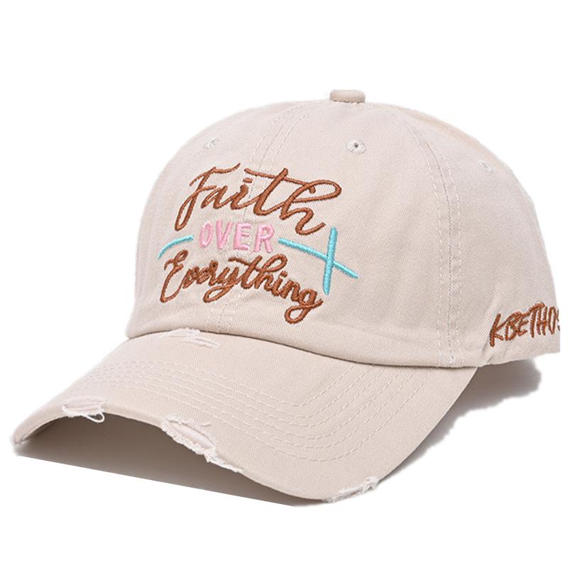 Hot Sale Unisex Washed Cotton OVER Letter Embroidery Baseball Cap Outdoor Casual Sun Dad Hat Adjustable For Women And Men