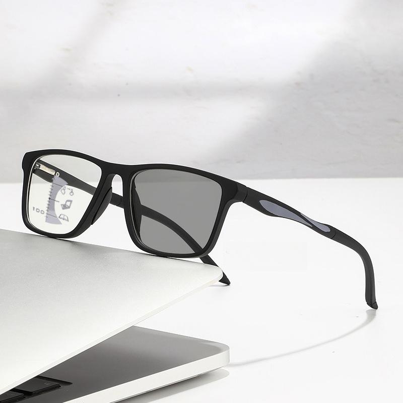 Sports Landscape Photochromic Multifocal Reading Glasses High Definition Far and Near Dual-use Anti Blue Light Glasses