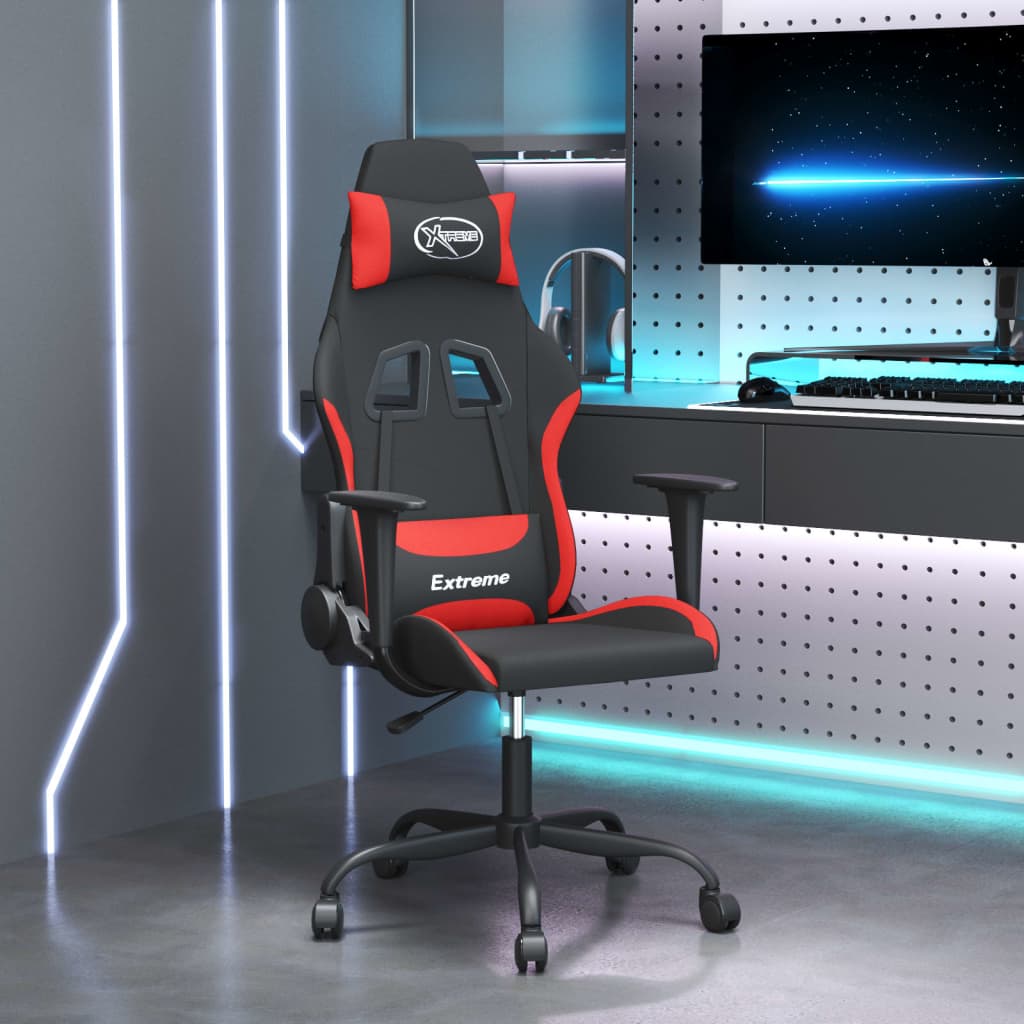 Gaming Chair Black and Red Fabric