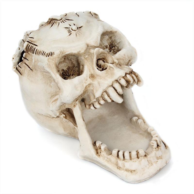 Skull Pen Holder Makeup Brush Holder Skull Pencil Organizer Pot Spooky Goth Decorations Skull Key Holder Trick or Treat Decor