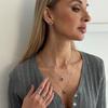 SHIXIN New Elegant Rhinestone Pendant Necklace Earrings Open Ring Set for Women Luxury Simple Multi Layer Stackable Jewelry Set