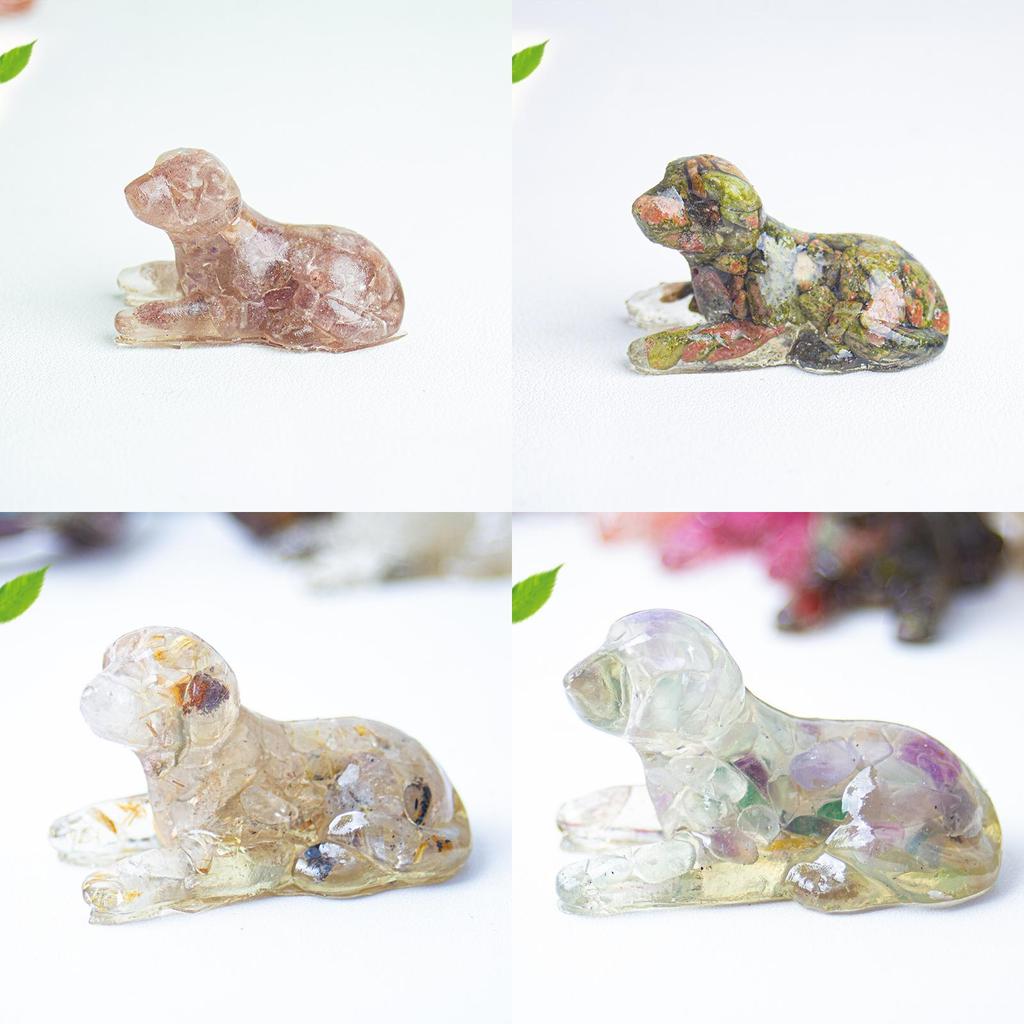 White Crystal Resin Dog Statue With Modern Design For Living Room Decor Gift