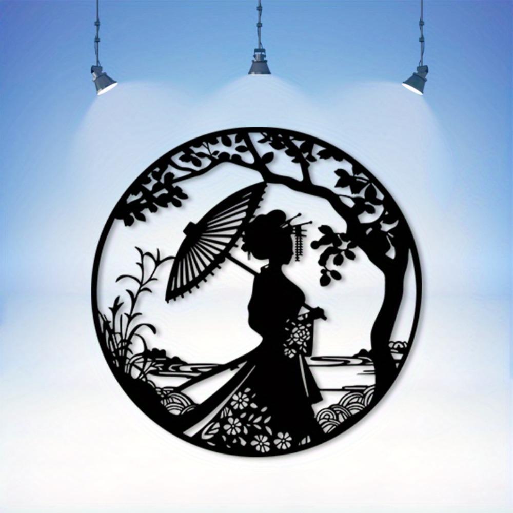 Japanese Geisha Metal Wall Art Rust Proof Sculpture for Home Decor Gift