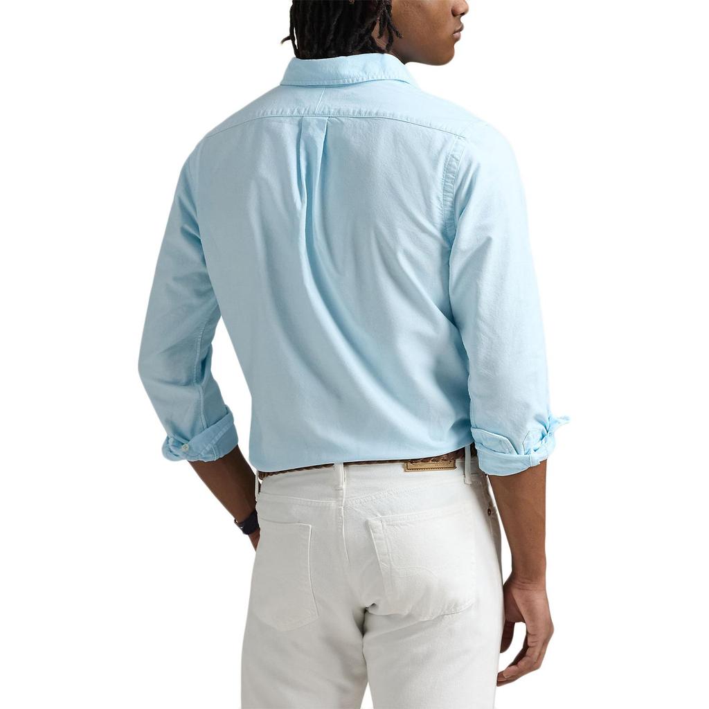 Polo Ralph Lauren Solid Color Polo Collar Logo Button Long Sleeve Shirt Men shirts Blue 710968913-005