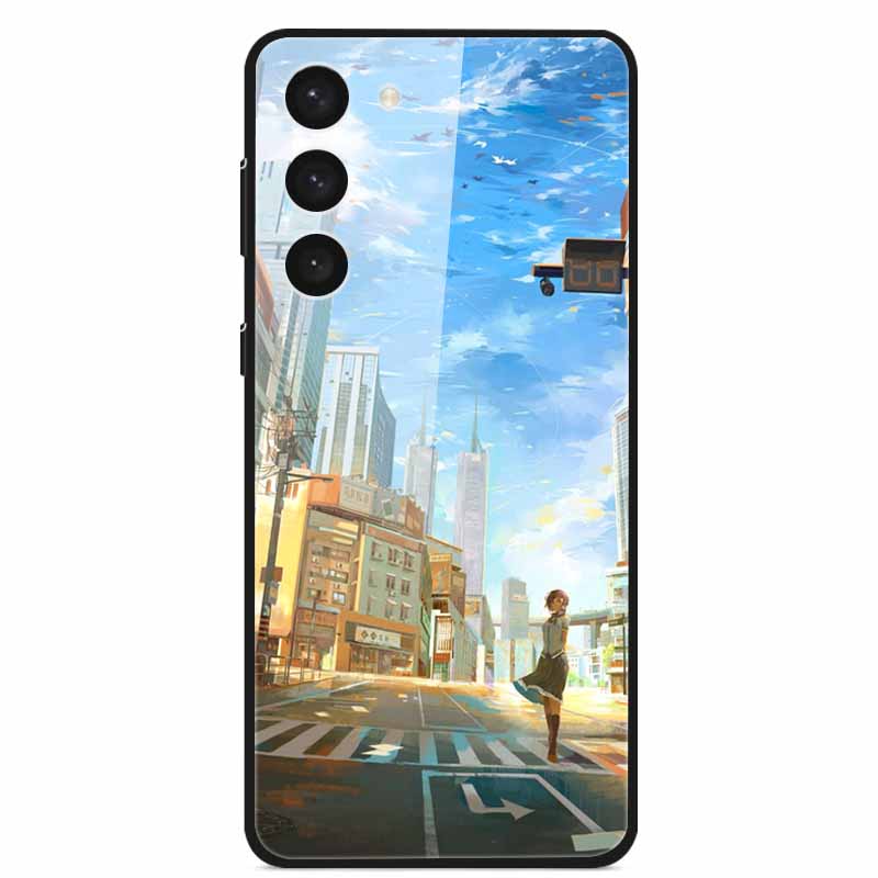 Tempered Glass Case For Samsung S23 Plus 5G Cover Galaxy S 23 Space Hard Back Coque For Samsung S23 Ultra S23+ Bumpers Funda Cat