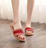 New linen slippers women's summer indoor wooden floor couple home non-slip thick bottom home cool slippers men