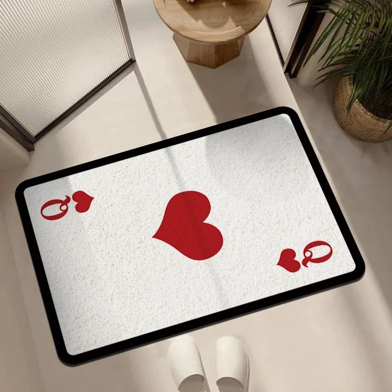 Ace of Spades Playing Card Rug Trendy Poker Shaped Carpet Soft Non Slip Floor Mat for Bedroom Game Room Entryway Home Decor