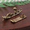 1 Stück Schreibtischornament Antik Messing Bambusfloß Fischerboot Fischer Kunst Modellierung Skulptur Räuchergefäß Dekoration
