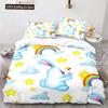 Copripiumino Animali Cartoni Animati Simpatico Set Letto Coniglio Arcobaleno Microfibra Fauna Selvatica Copripiumino Misura Singola Per Bambine Bambini Stanza Kawaii