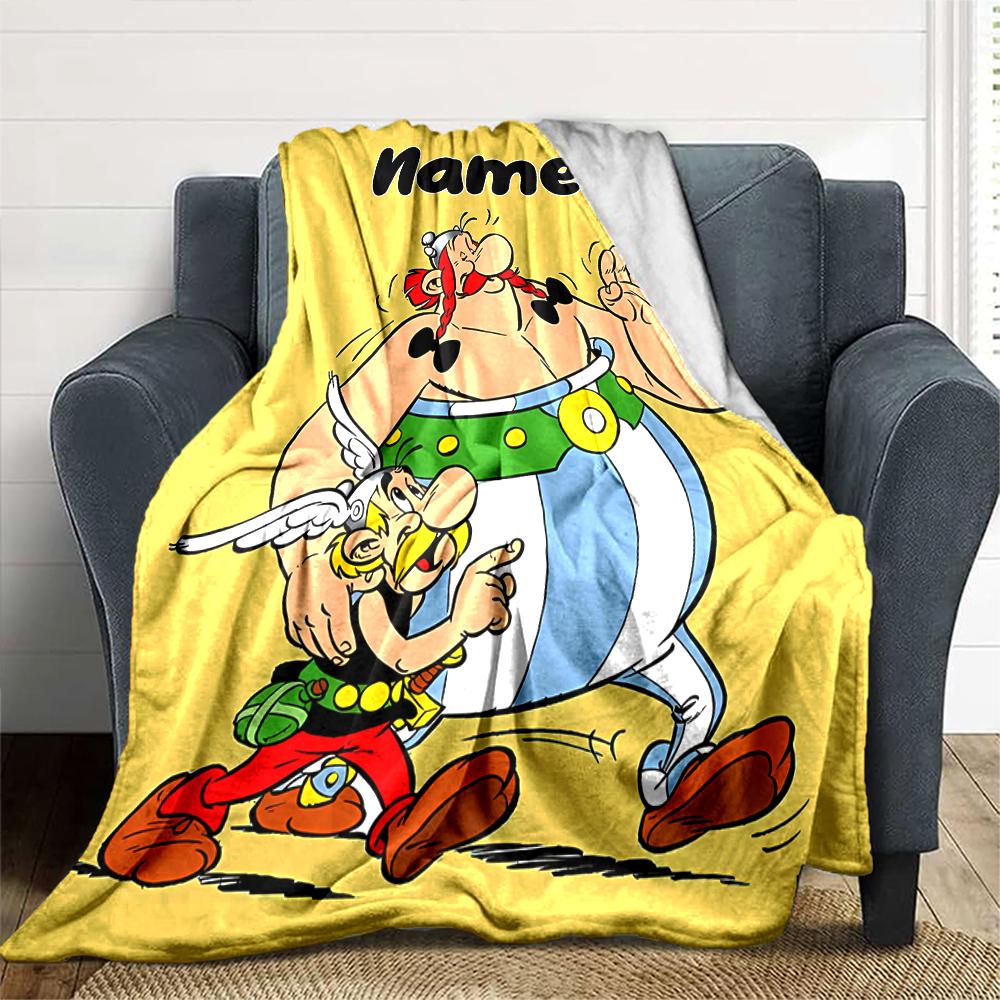 Personalisierbare Decke mit Namen und Persönlichkeit Asterix, Weich & Warm, für Sofa, Büro, Bett, Reise, Mittagspause, Geschenk, Geeignet für alle Jahreszeiten