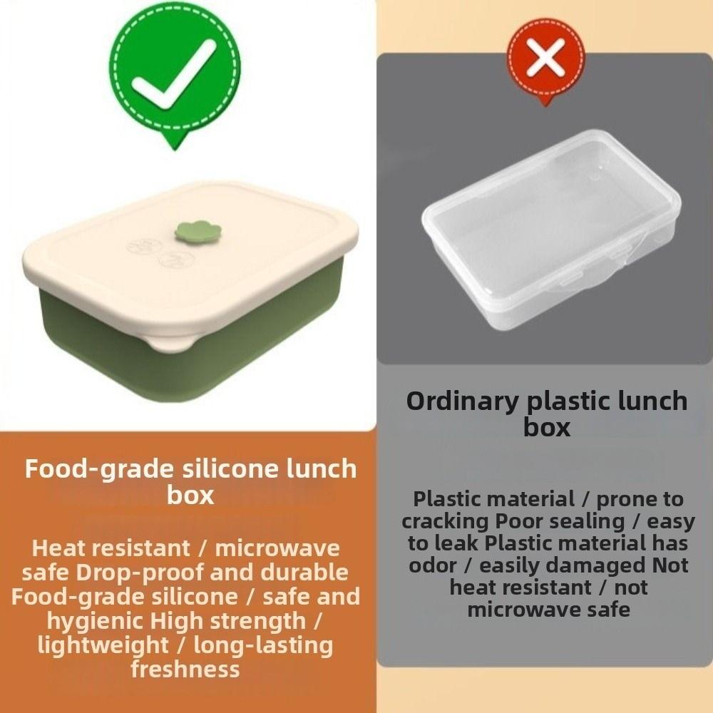 Food Grade Silicone Lunch Box 4 Compartments Divided Meal Box Meal Prep Container  Meal Preparation