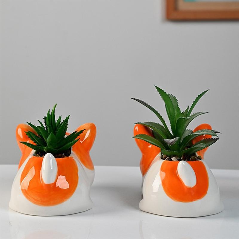 Süßer Corgi Blumentopf Sukkulenten Topf Keramik Pflanzgefäß Schreibtisch Dekoration Heimdeko