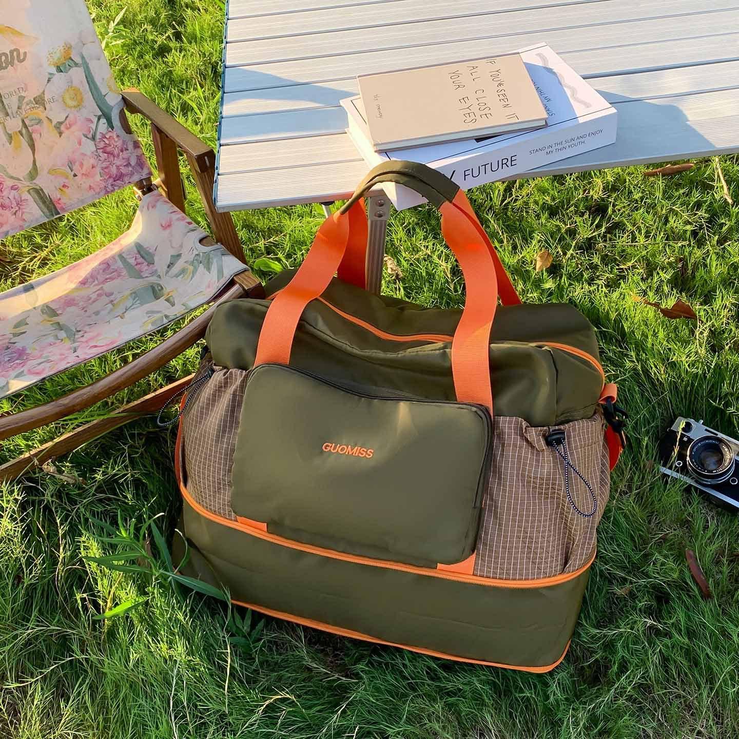 

Large capacity travel bag Women s short-distance boarding bag Business trip handbag Light luggage bag Men s sports fitness bag Travel зелений