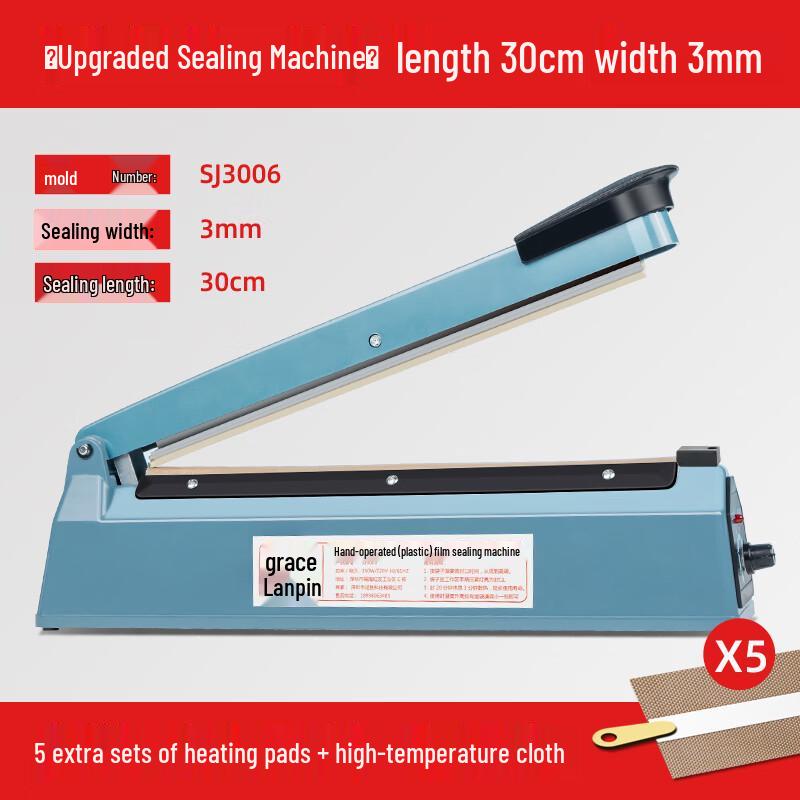 Zhaoran 30cm Hand-Pressed Impulse Sealer with Stainless Steel Panel