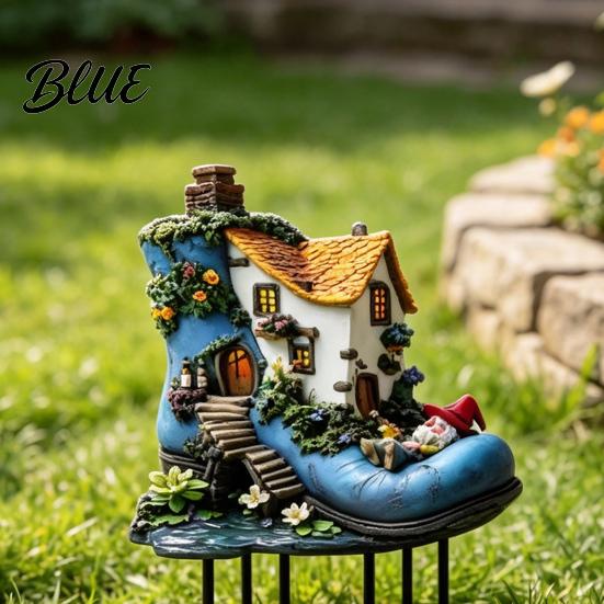 Sunproof Garden Decoration Yard Elf House 2D Stake Gnome Boot Acrylic Shoe Decor Decorative Sign for Outdoor Courtyard Lawn