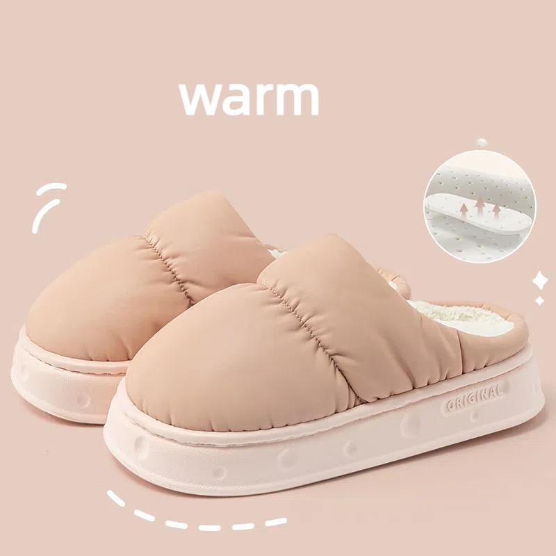 2024 Women and Man Cozy Fleece-Lined Slippers with Non-Slip Rubber Sole, Comfort Warm Slip-On Cotton Shoes, Solid Color Indoor House Footwear 36-46