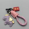 Cute Pony Keychain With Long-lasting Braided Strap Shiny Gold Lucky Pendant Key Ring for Christmas Holiday Gifts