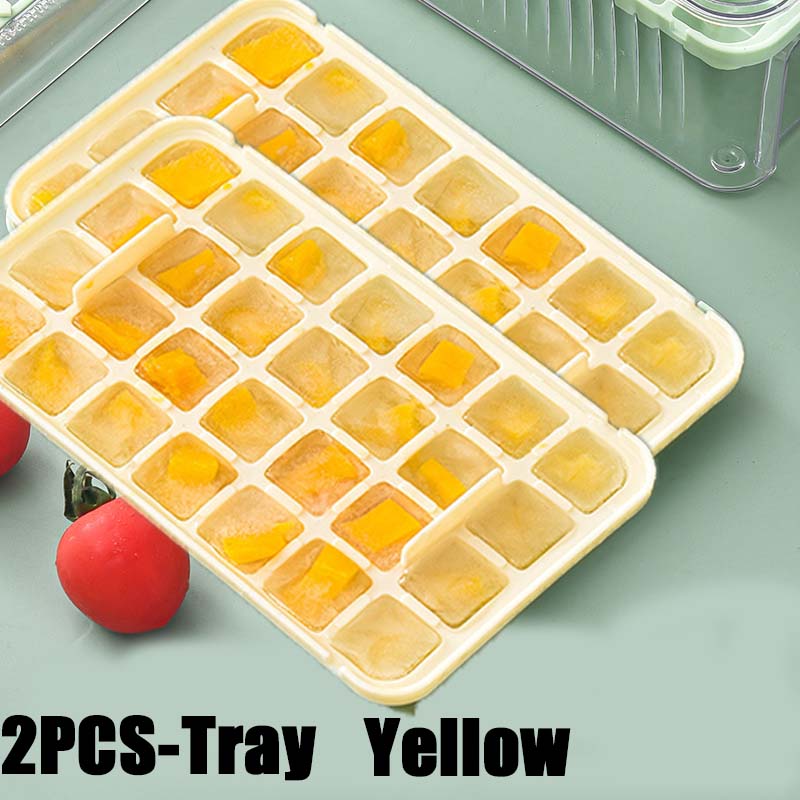 Press Type Ice Cube Maker Silicone Ice Tray Making Mold Creative Storage Box Lid Trays Bar Kitchen Square Cubic Container Set