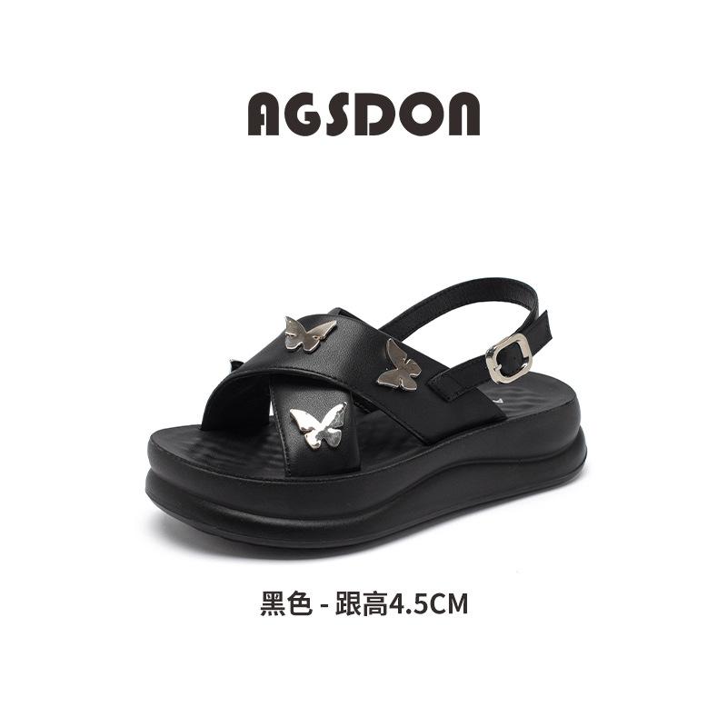Augustine sandals women's summer wear 2025 new platform butterfly cool slippers with skirt casual beach shoes