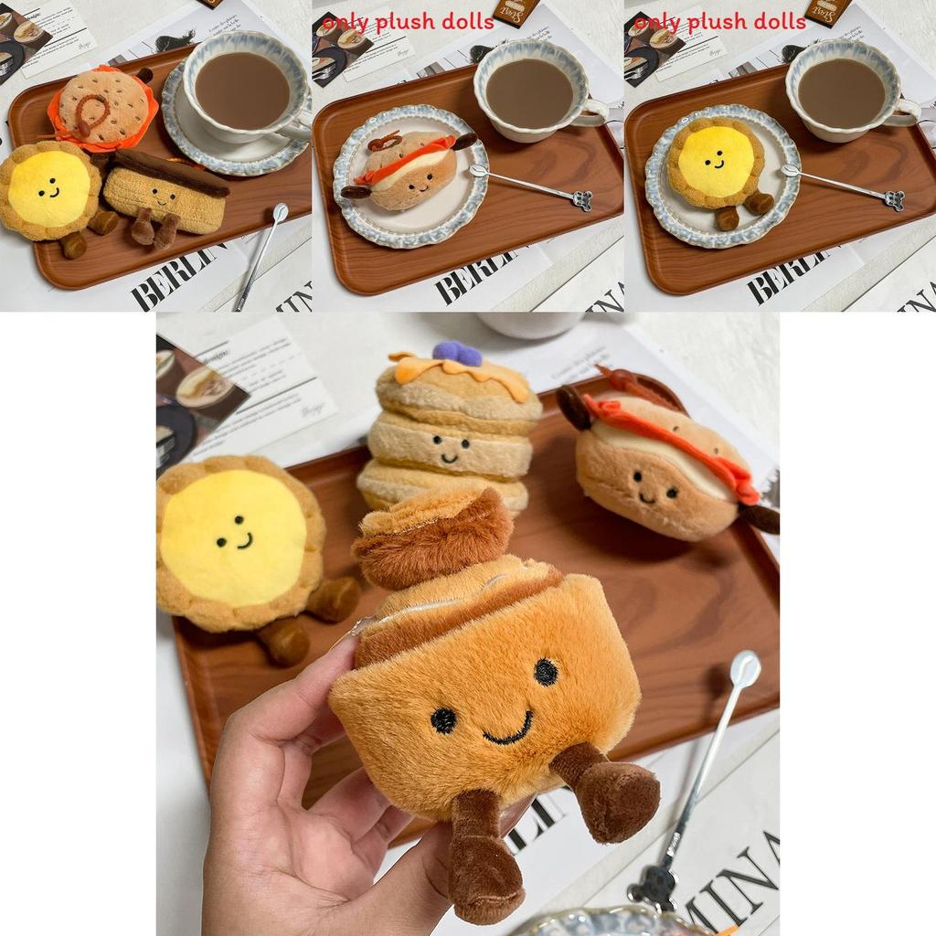 Egg Tarts Puffs Pancakes And Bagels Plush Pendants With Short Plush Filling For Kids And Adults