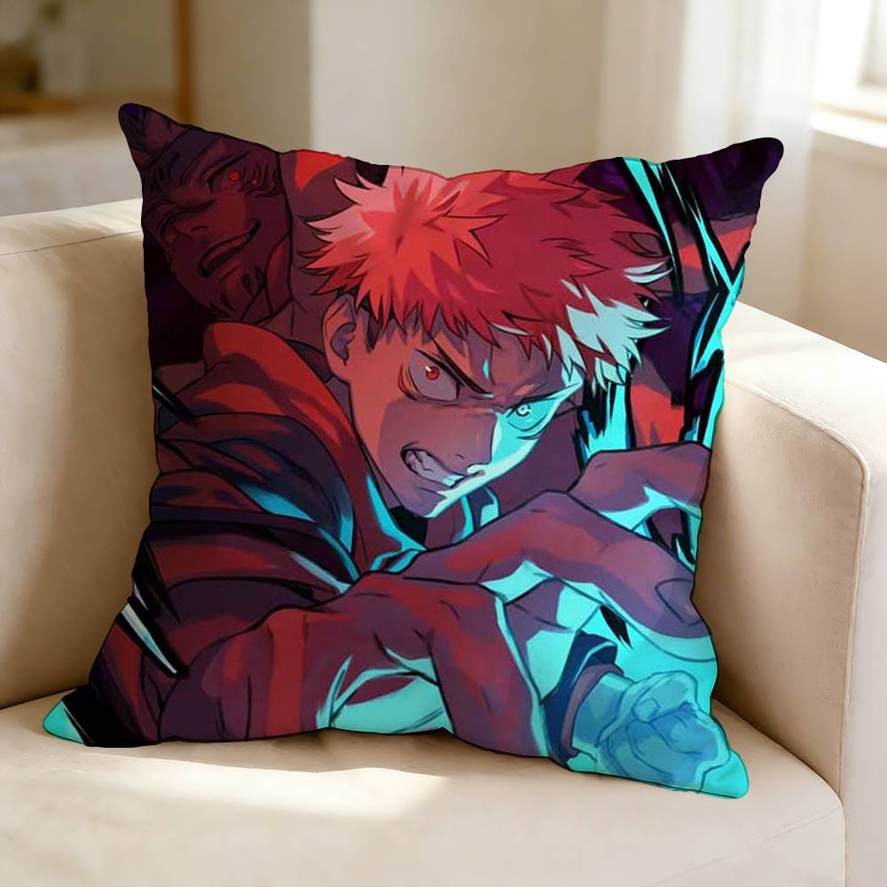 JJujutsu KKaisen Anime YYuji Itadori Square DoubleSided printed Pillow Case Bedroom Bedside Pillow Sofa Cushion Cover