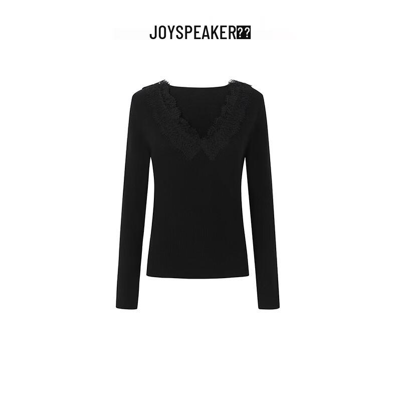 

JOY SPEAKER Женский вязаный свитер с V-образным вырезом и кружевом One Size