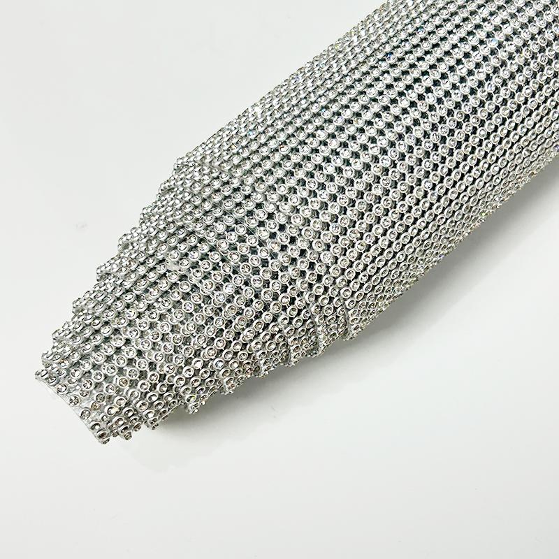 Gold Applique Rhinestone Aluminium Mesh Fabric Sew on Hot Fix Rhinestone Adhesive Sheets 120*45 cm hot fix A rhinestone
