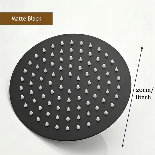 Stainless Steel High Pressure Waterfall Shower Head 8" 12" Black Silver Golden Large Flow Pressure Boosting Bathroom Showerhead