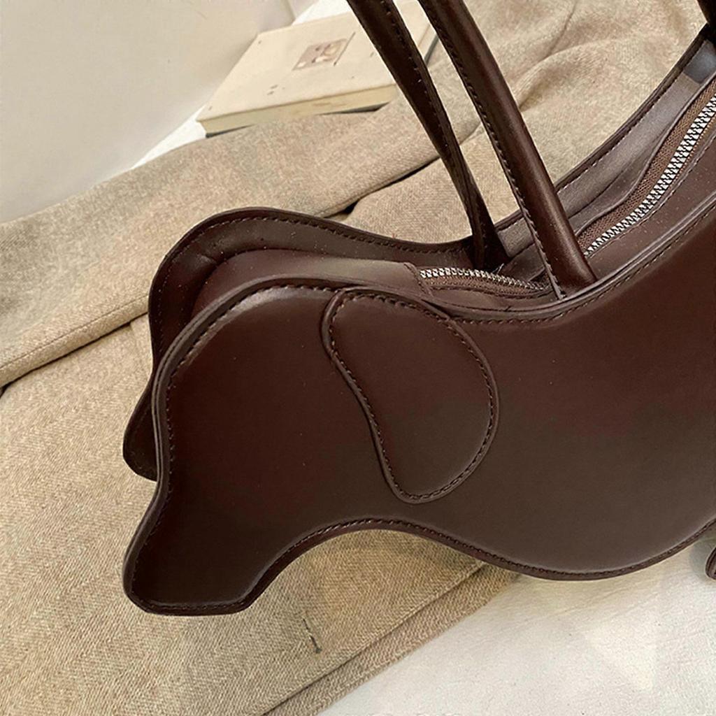 Praktische Dackel Umhängetasche PU-Leder Achseltasche Lässige Armtaschen für Pendeln und Freizeitaktivitäten Schwarz
