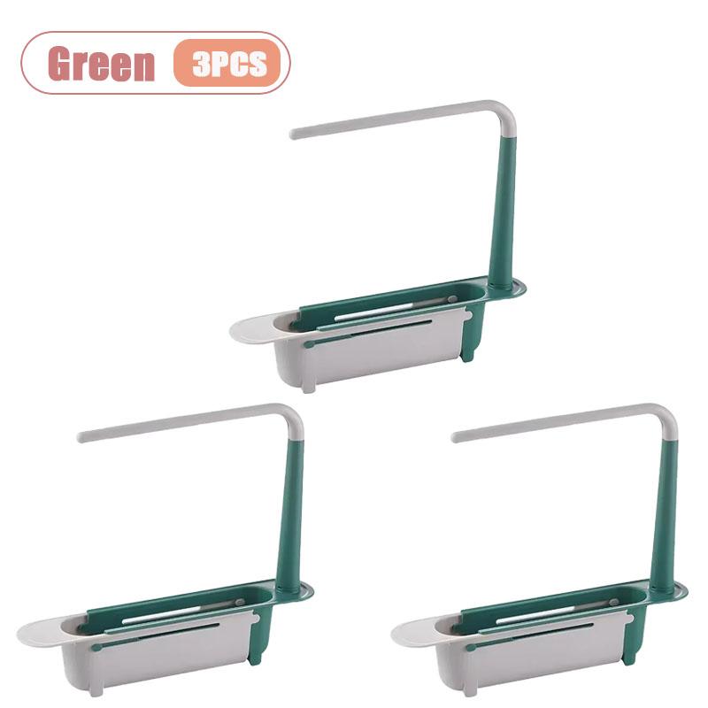 Telescopic Over Sink Organizer Rack Adjustable Kitchen Storage Tray for Soap Sponge Towel with Ventilated Design Drain Rack