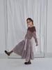 Mueum Two-Way Button Shirring Skirt (Purple Check)