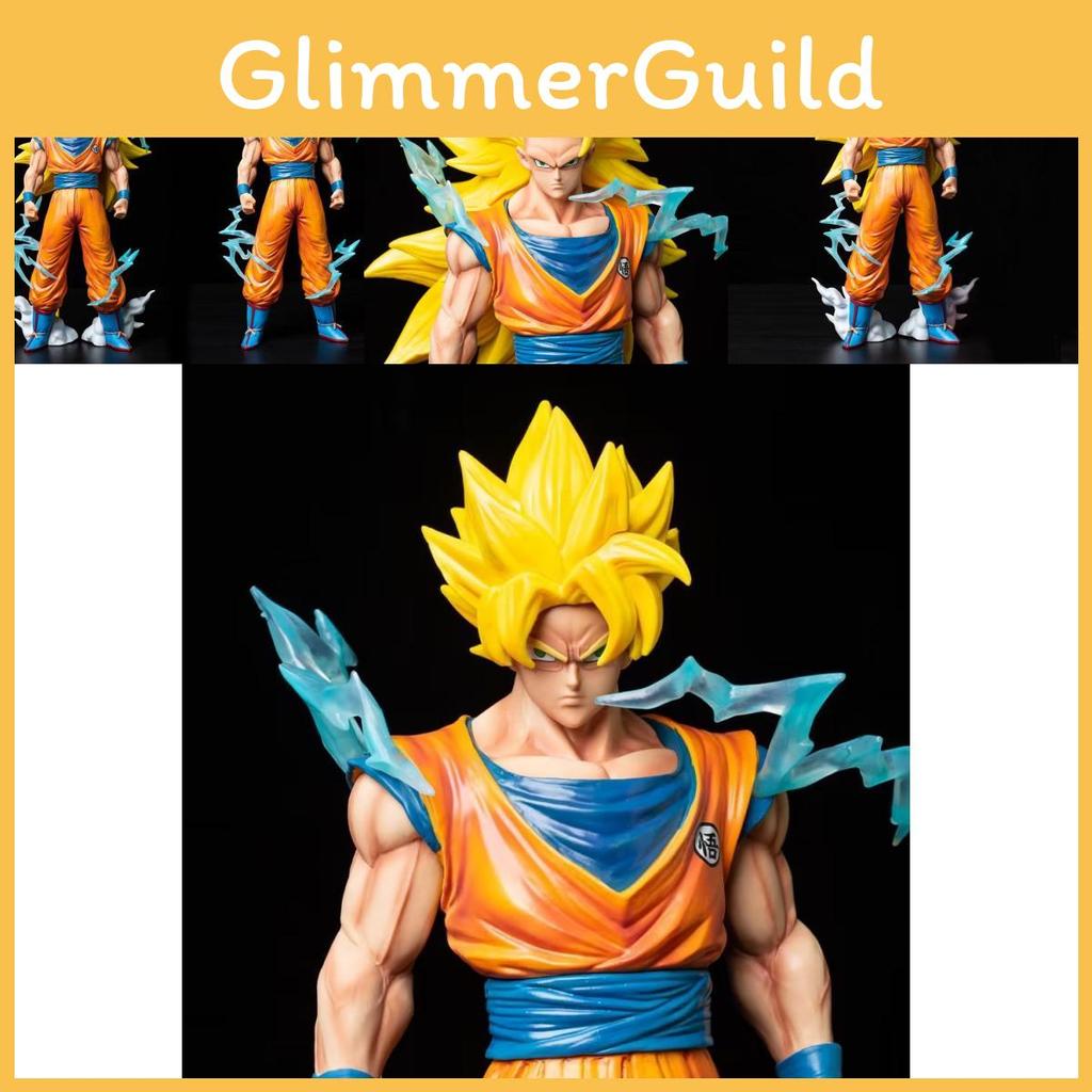 Auffälliges Dragon Ball Z Super Saiyan 3 Goku Sammlermodell mit strahlender Aura