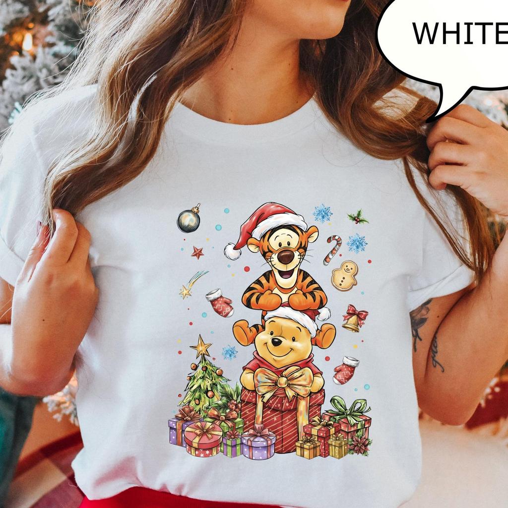 Comfort Colors® Pooh And Tigger Christmas T-Shirt, Winnie The Pooh Christmas Shirt, Xmas Shirt, Christmas Party Tee, Xmas Gift