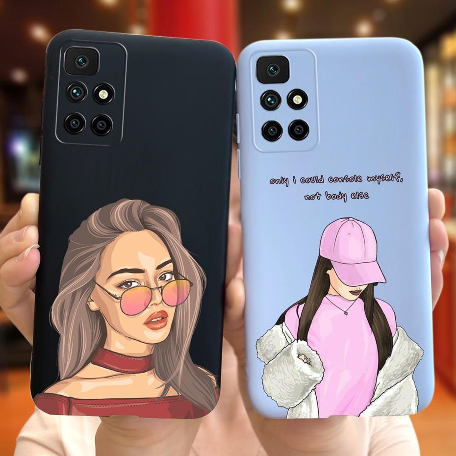 Case For Redmi 10 2022 Stylish Girl Flower Painted Cover For Xiaomi Redmi 10 Coque Fundas Redmi10 4G Soft Silicone Bumper
