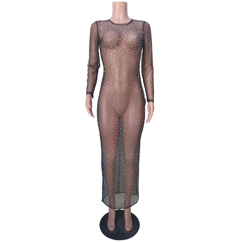 

Women s C6505 Amazon Rhinestone Dress Mesh Black S