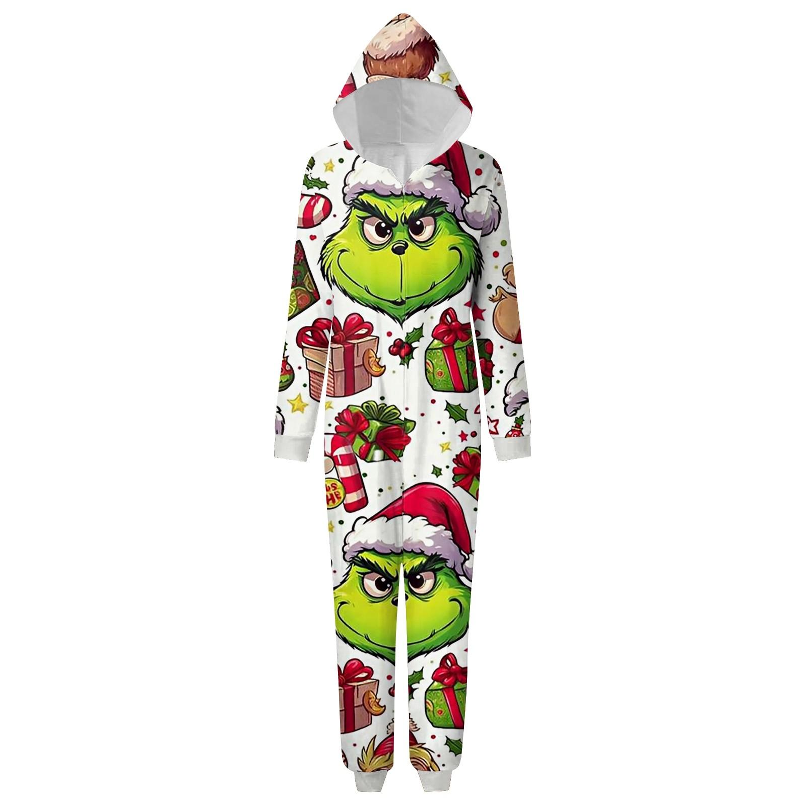 

Комплект комбинезона на молнии с капюшоном и длинными рукавами для всей семьи с рождественским принтом L