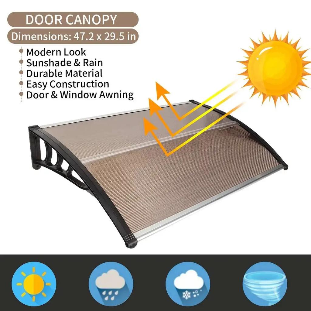 Modern Awning Window Outdoor Patio Gazebos Front Door Canopy Sun Shelter Poly Carbonate Cover Window Eaves Anti UV Rain Cover