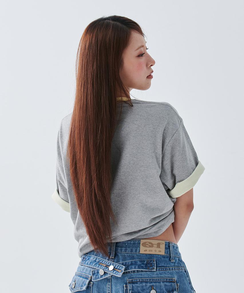 ESCAPEFROM [Escf X Hot Today] Lone Star Horse Roll-Up Point Short Sleeve T-Shirt Gray