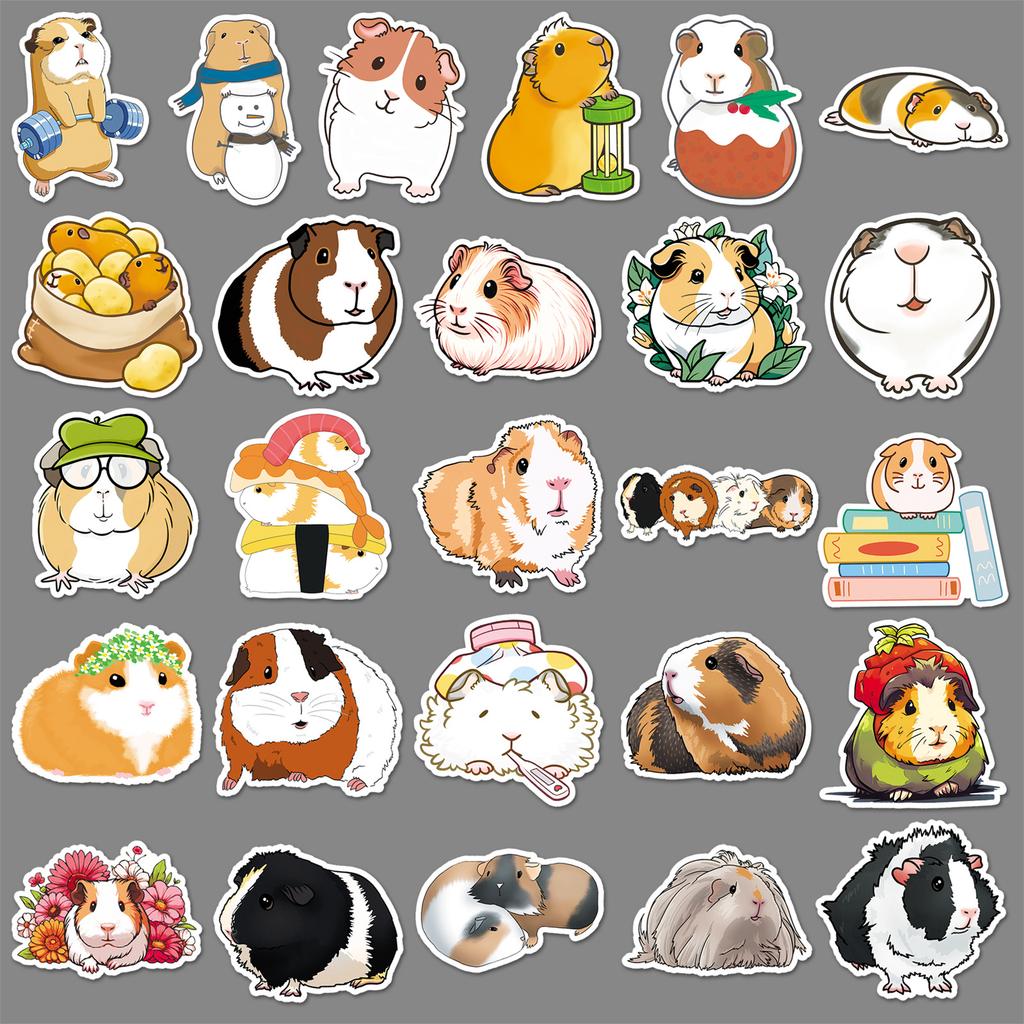 51 Guinea Pig Graffiti Stickers Personalized Cartoon Cute Animal Decoration Mobile Phone Case Water Cup Hand Ledger Stickers