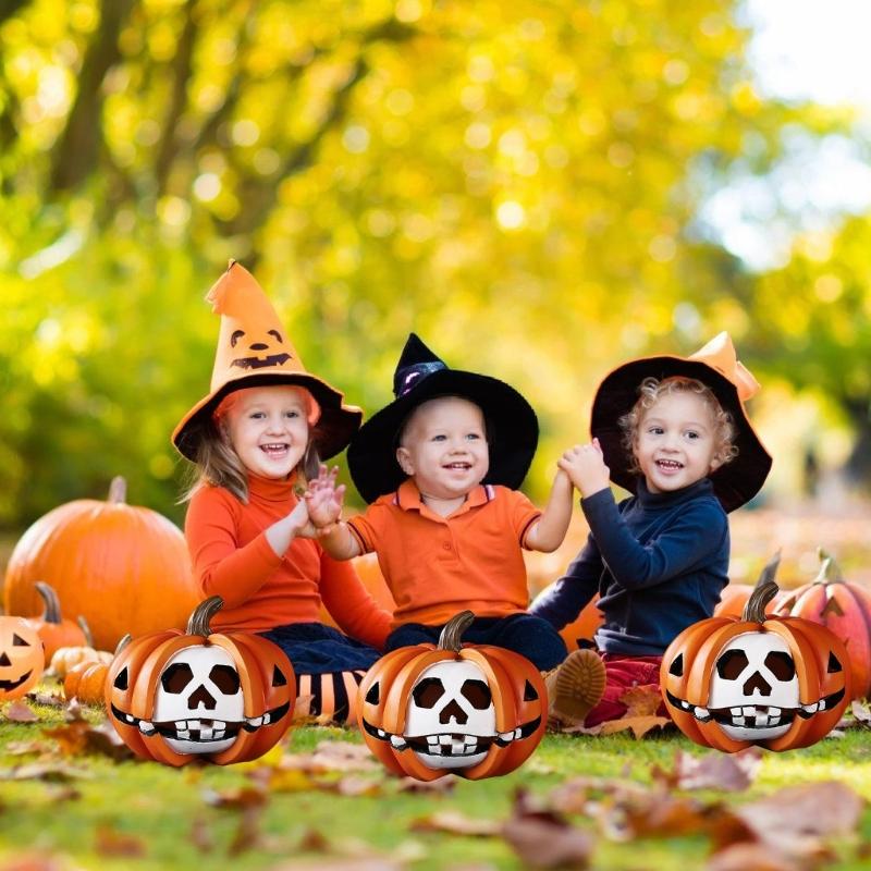 Handmade Resin Pumpkin Halloween Pumpkin Decorations Jack O Lantern for Home Porch Front Door Mantel Room Decoration