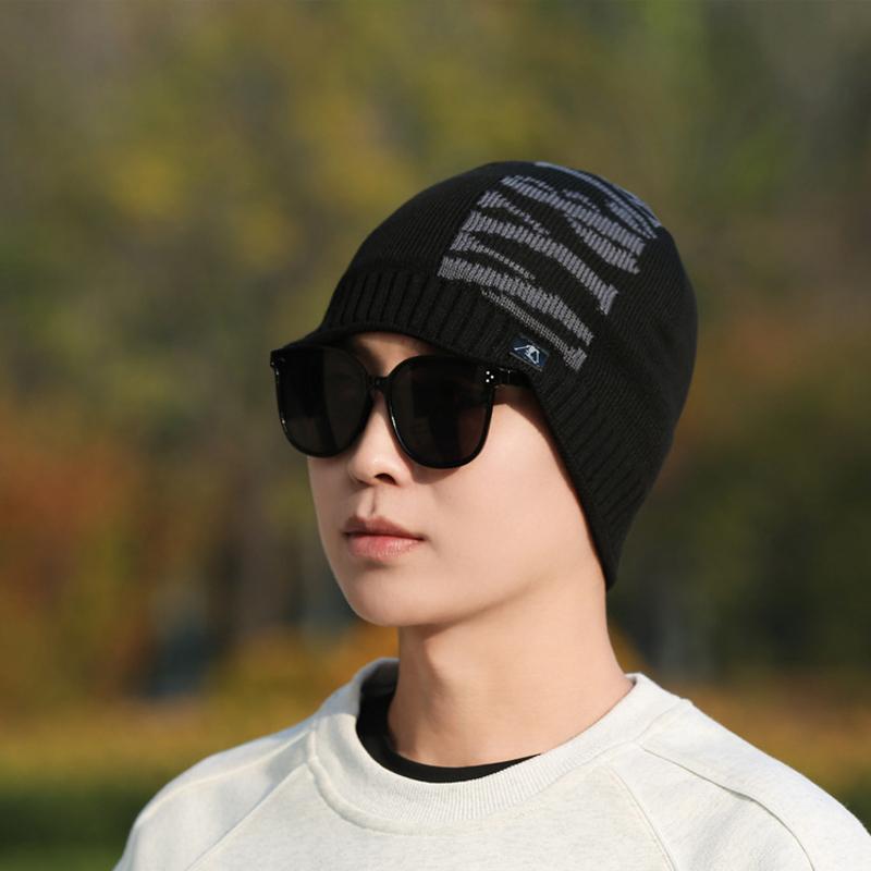 Winter Herren Kaschmir Mütze Warme Wollmütze Buchstaben Outdoor Strickmütze