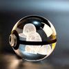 Glowing Pokeball Glass Crystal 8cm Pokemon Go Balls Night Lights Painting Handmade 3D Engraved Christmas Toys Gift