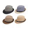 2025 New Korean Trendy Sun Hats British Top Hat Women's Men's Grometric Straw Hat Belt Jazz Hats Couple Beach Hat Fedoras Cap
