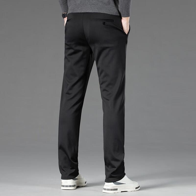 FAPAI Men's Winter Fleece-Lined Straight-Leg Business Dress Pants