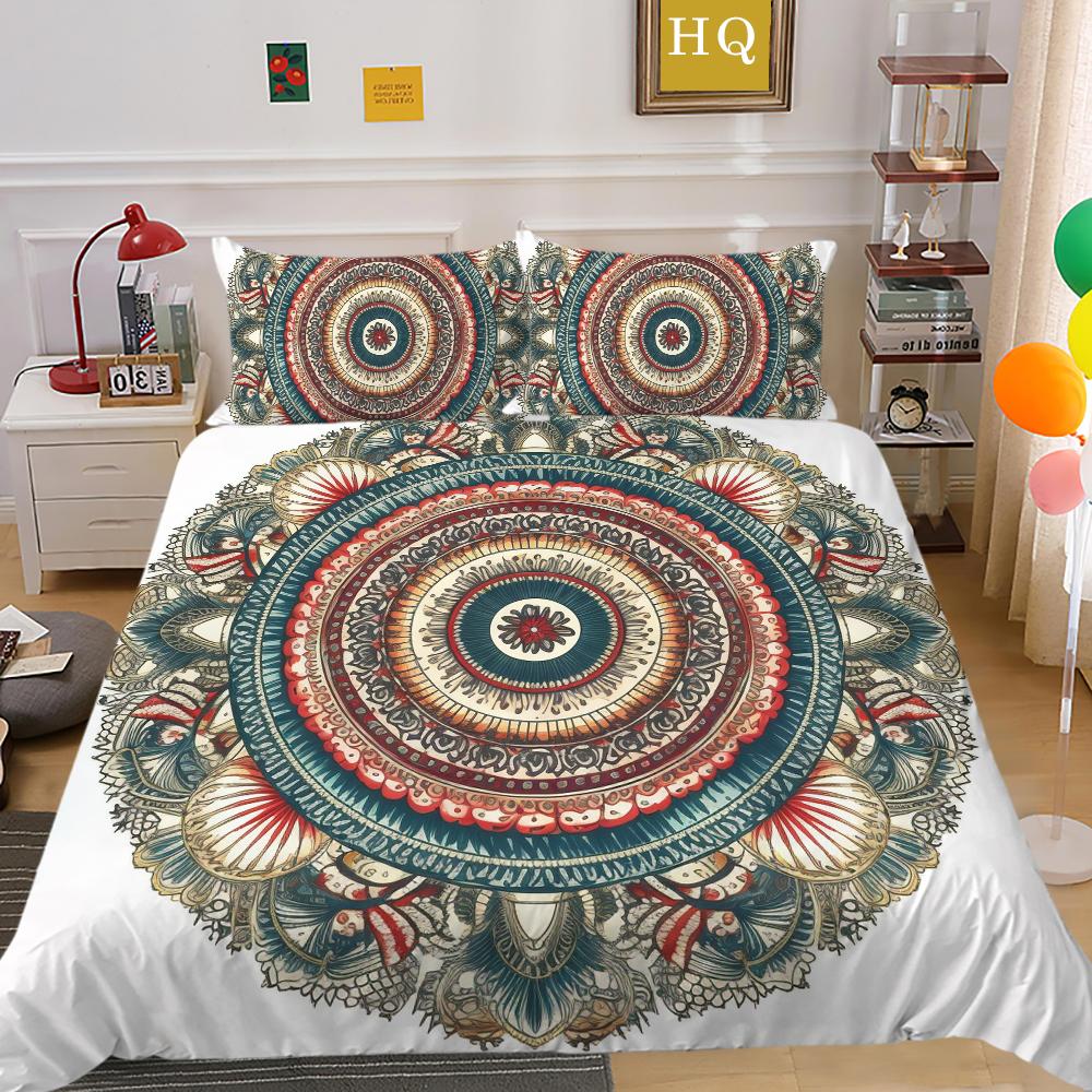 Home Bedding Set 3D Mandala Printing Bedspreads Queen Double Size Microfiber Duvet Cover Set Bedroom Decor
