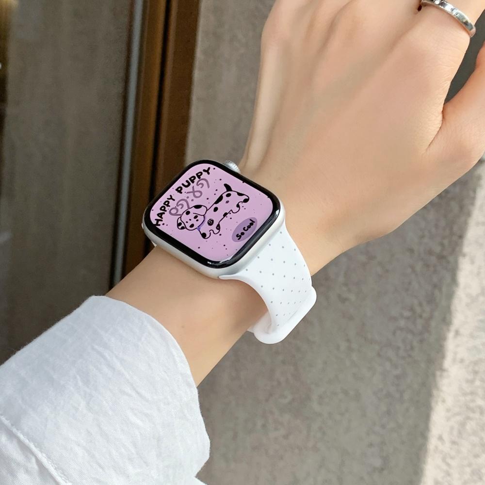Wide Floral Polka Dot Silicone Strap Butterfly Buckle for Apple Watch Series12 11 10 SE1 2 3/Ultra4 3 2 38/42/45/49 mm