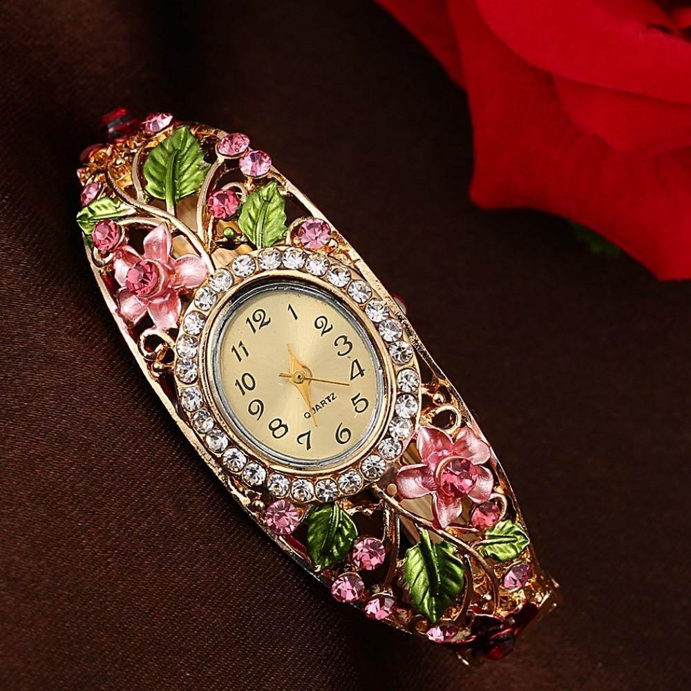 Rich In Flowers Ladies Wristwatch Rhinestone Bracelet Bracelet Watch  Elegant Wear