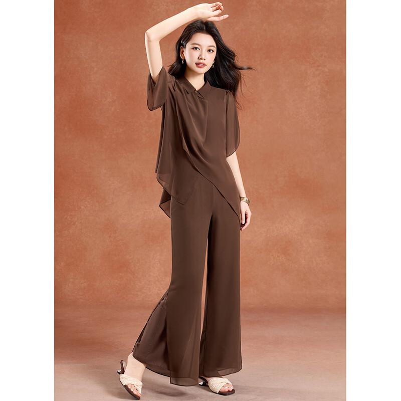 Maillard Color Chiffon Three-Piece Commuter Set M
