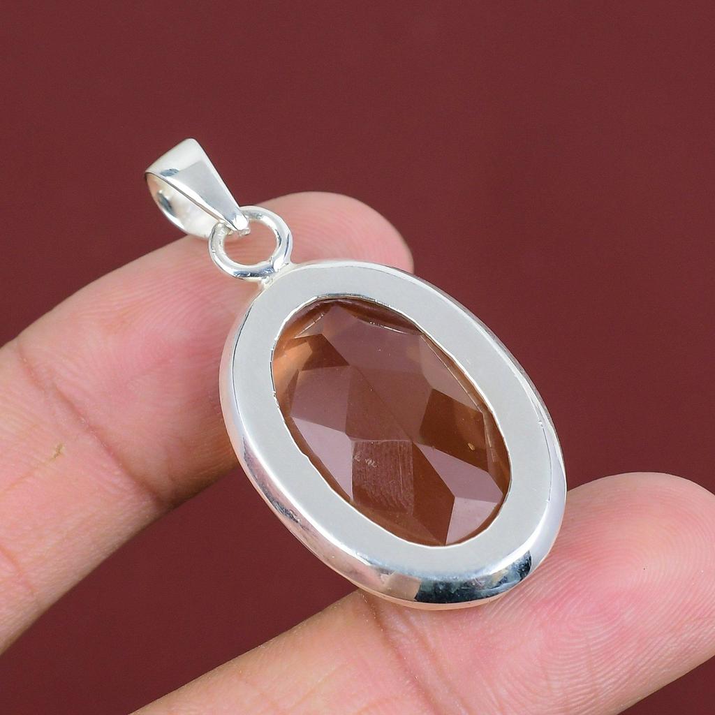 Faceted Morganite Pendant 925 Sterling Silver Pendant Handmade Pendant Morganite Genuine Gemstone Jewelry Anniversary Gifts Designer Pendant